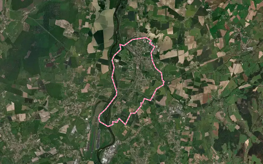Vue satellite de Saint-Germain-des-Fossés avec ses contours administratifs