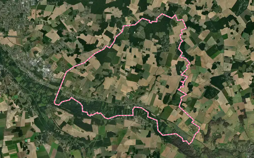 Vue satellite de Saint-Germain-des-Prés avec ses contours administratifs