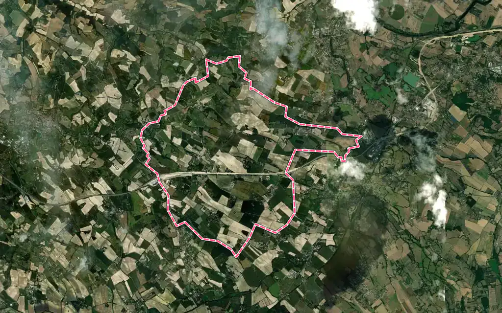 Vue satellite de Saint-Germain-des-Prés avec ses contours administratifs