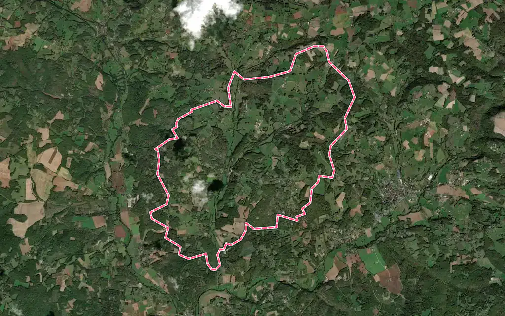 Vue satellite de Saint-Germain-des-Prés avec ses contours administratifs
