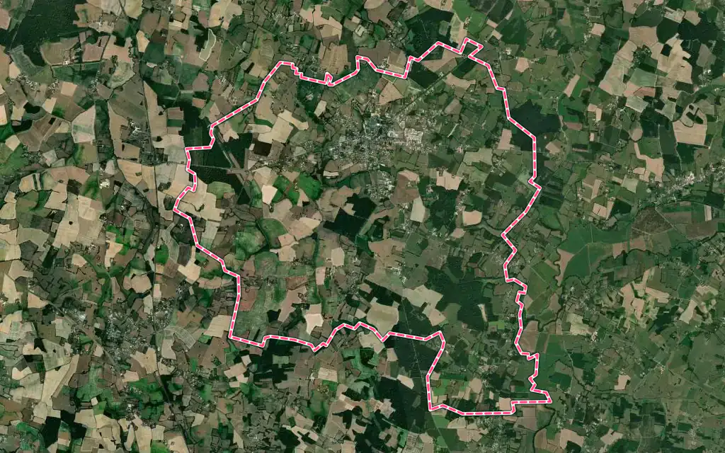 Vue satellite de Saint-Germain-du-Bois avec ses contours administratifs