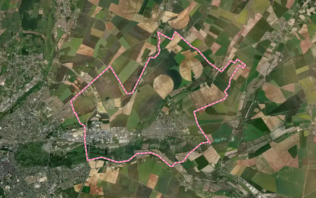 Vue satellite de Saint-Germain-du-Puy avec ses contours administratifs