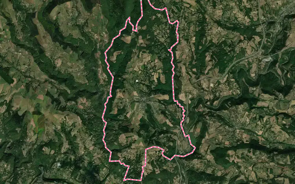 Vue satellite de Saint-Germain-du-Teil avec ses contours administratifs