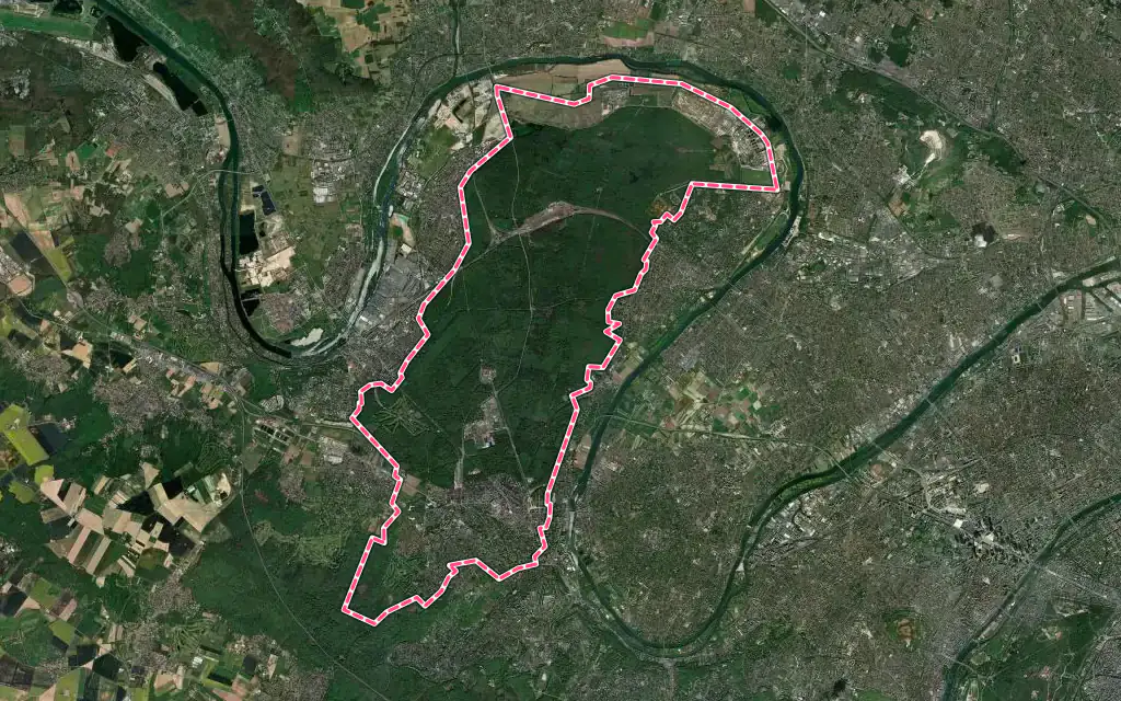 Vue satellite de Saint-Germain-en-Laye avec ses contours administratifs