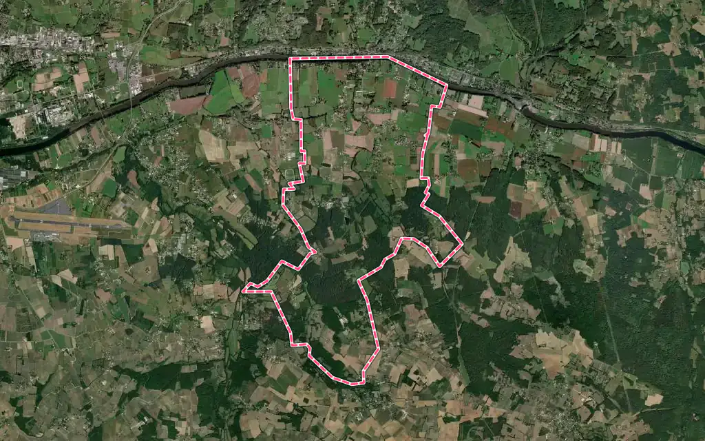 Vue satellite de Saint-Germain-et-Mons avec ses contours administratifs