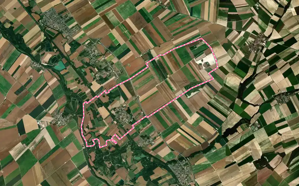 Vue satellite de Saint-Germain-la-Ville avec ses contours administratifs