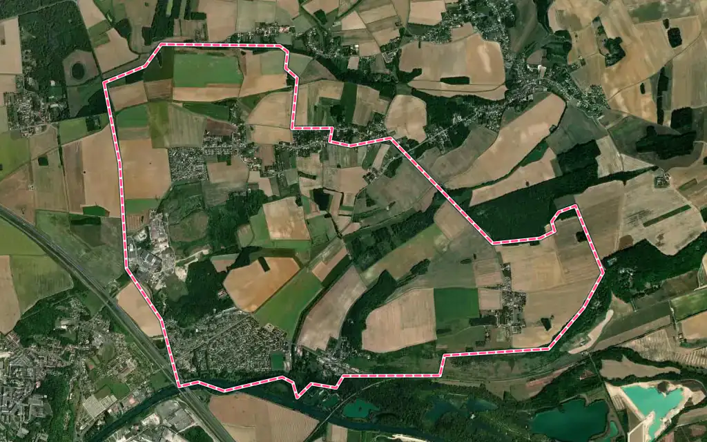 Vue satellite de Saint-Germain-Laval avec ses contours administratifs