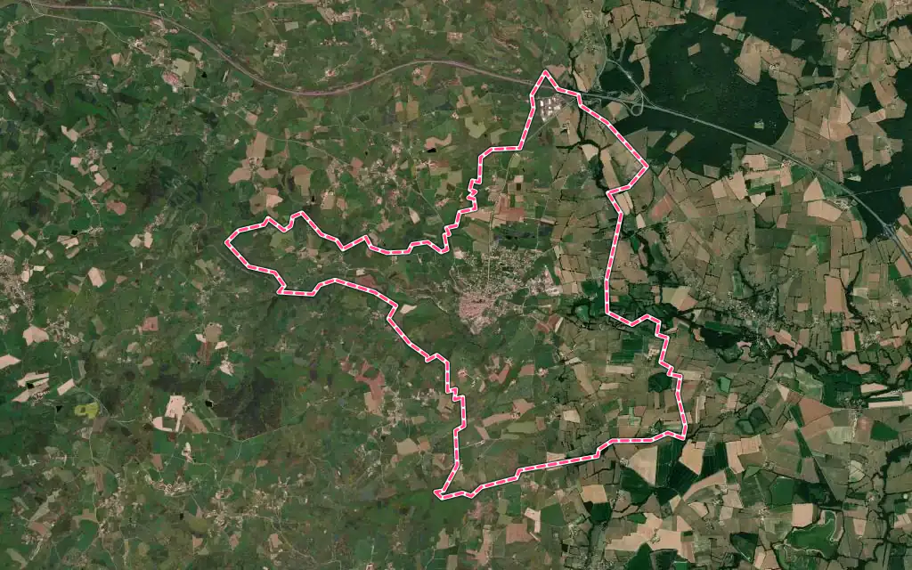 Vue satellite de Saint-Germain-Laval avec ses contours administratifs