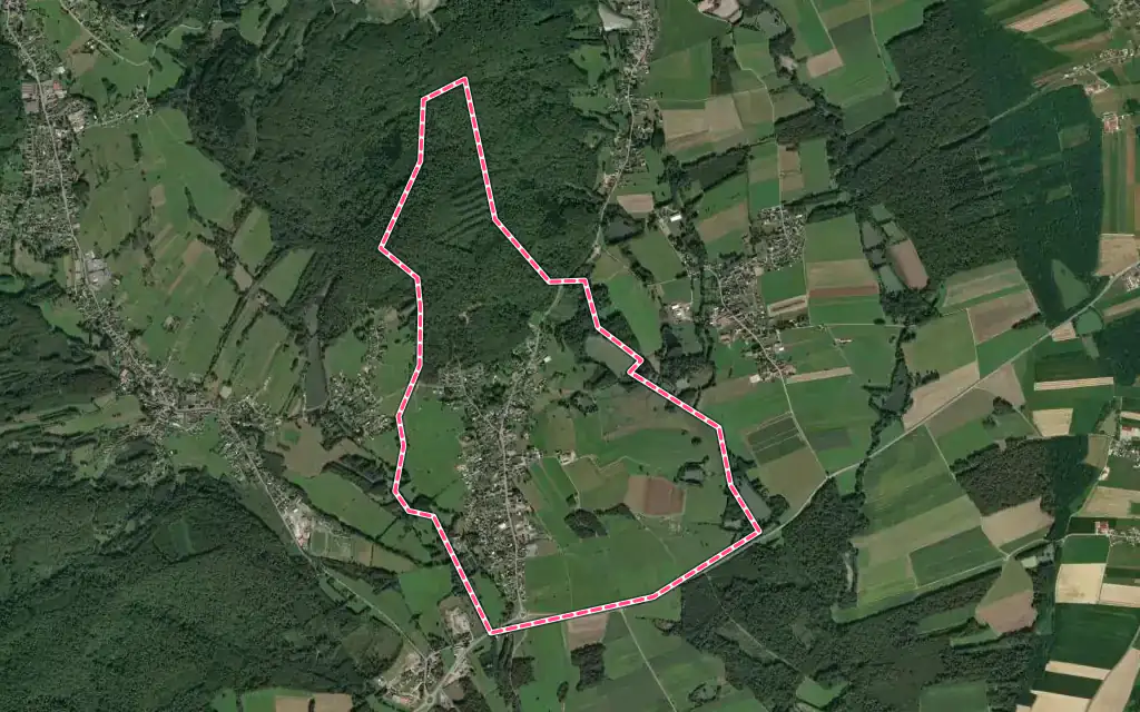 Vue satellite de Saint-Germain-le-Châtelet avec ses contours administratifs