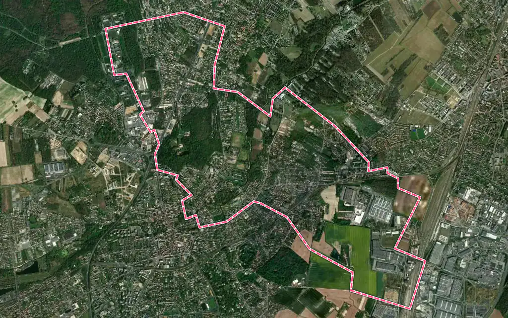 Vue satellite de Saint-Germain-lès-Arpajon avec ses contours administratifs
