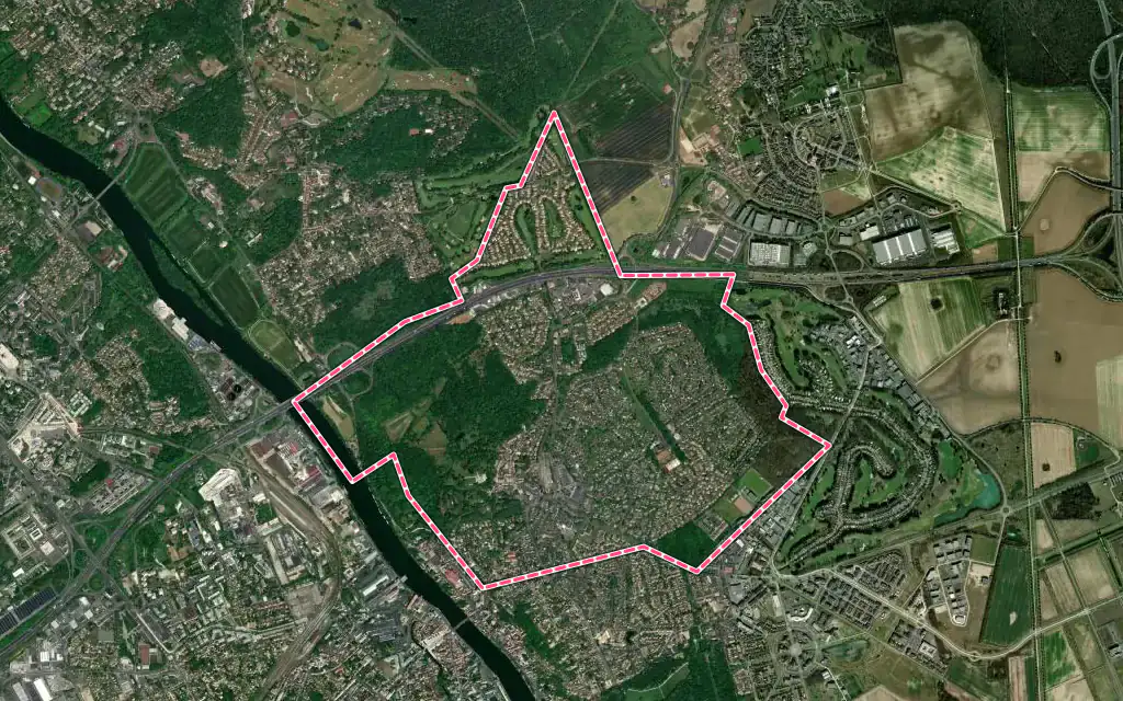 Vue satellite de Saint-Germain-lès-Corbeil avec ses contours administratifs