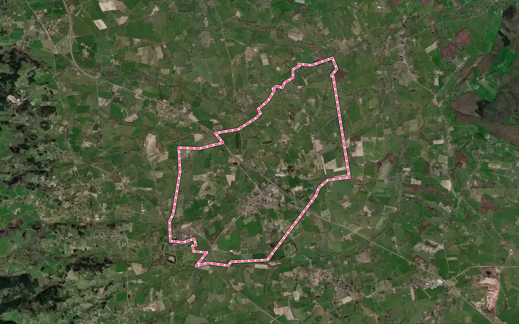Vue satellite de Saint-Germain-Lespinasse avec ses contours administratifs