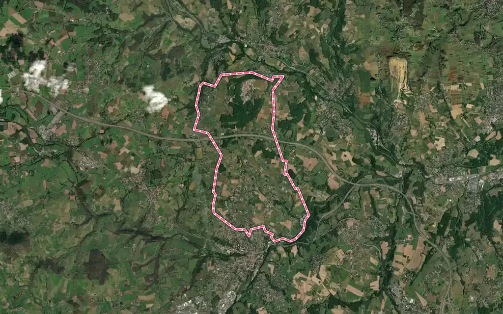 Vue satellite de Saint-Germain-Nuelles avec ses contours administratifs