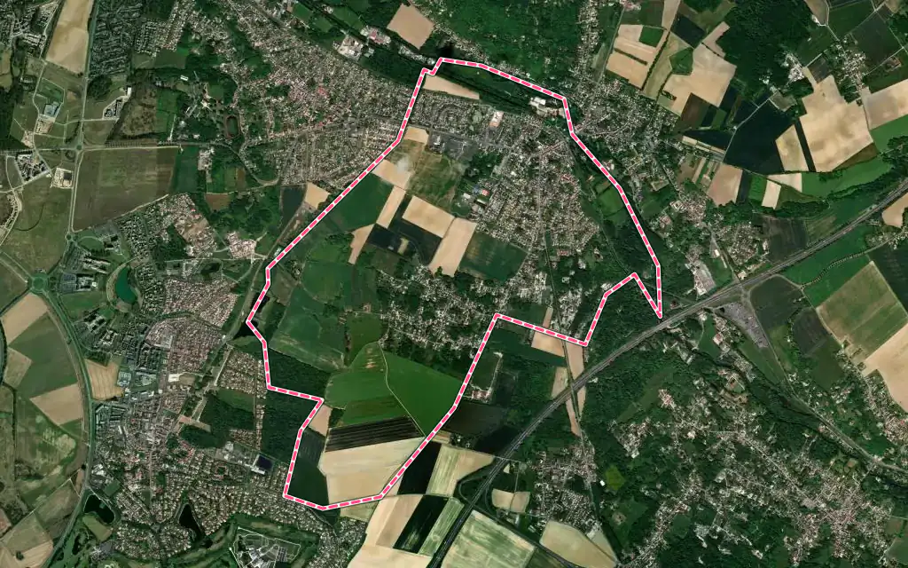Vue satellite de Saint-Germain-sur-Morin avec ses contours administratifs