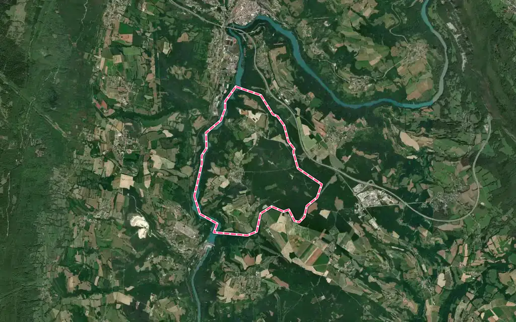 Vue satellite de Saint-Germain-sur-Rhône avec ses contours administratifs