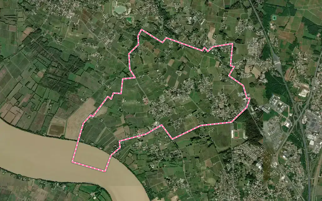 Vue satellite de Saint-Gervais avec ses contours administratifs