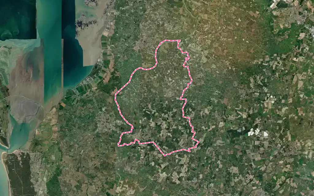 Vue satellite de Saint-Gervais avec ses contours administratifs