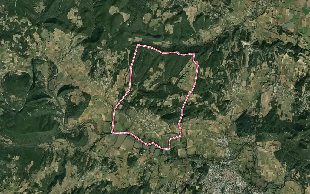 Vue satellite de Saint-Gervais avec ses contours administratifs