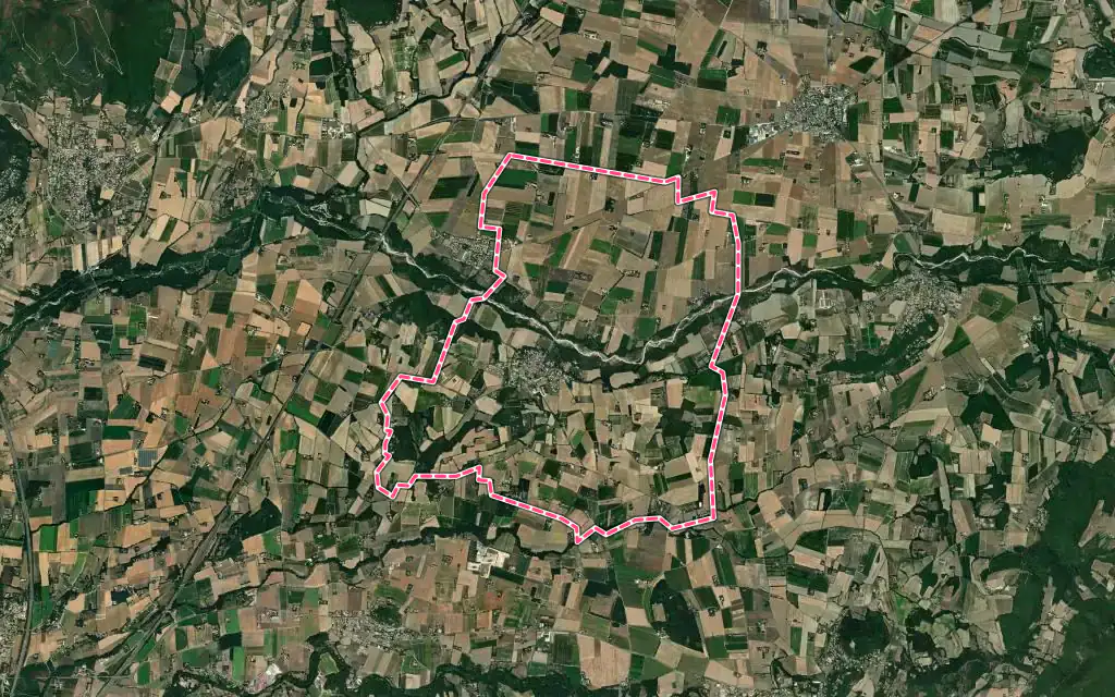 Vue satellite de Saint-Gervais-sur-Roubion avec ses contours administratifs