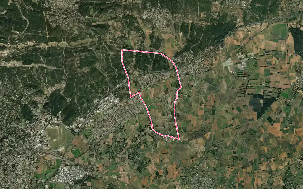 Vue satellite de Saint-Gervasy avec ses contours administratifs