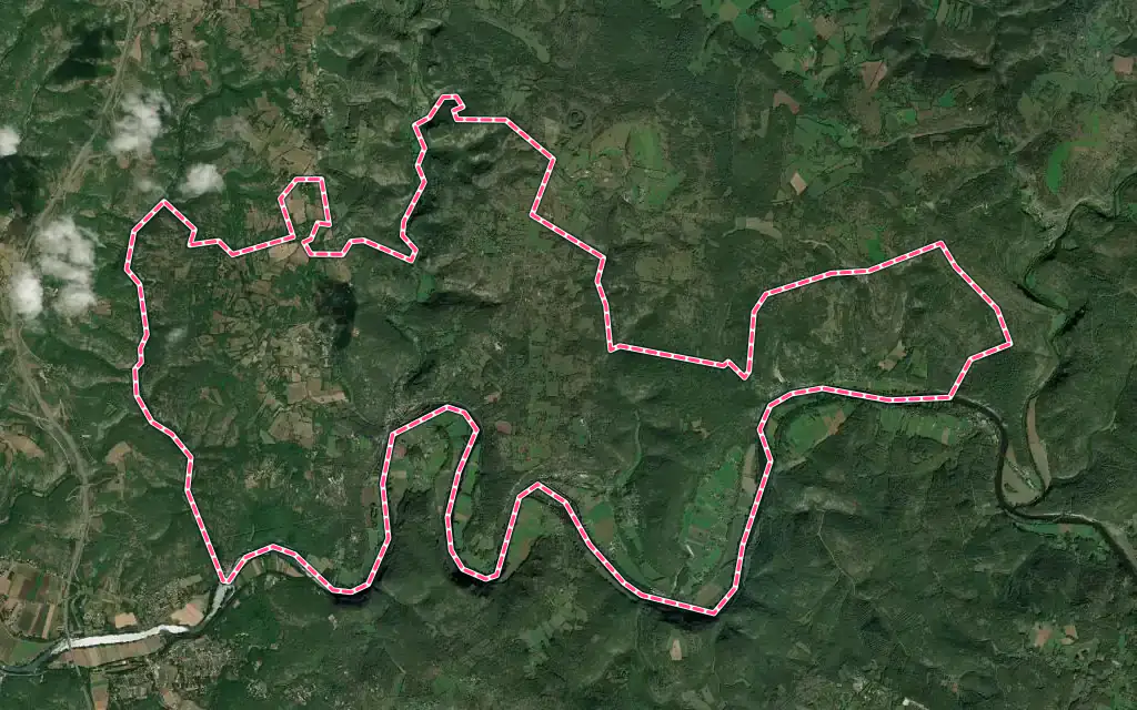 Vue satellite de Saint Géry-Vers avec ses contours administratifs