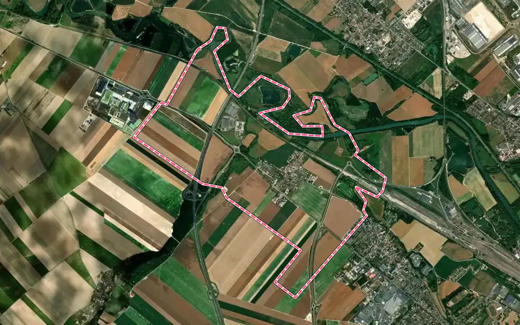 Vue satellite de Saint-Gibrien avec ses contours administratifs