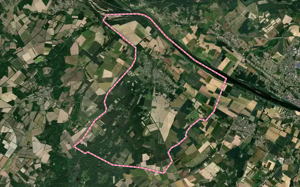 Vue satellite de Saint-Gondon avec ses contours administratifs