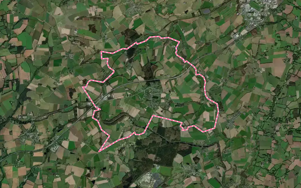 Vue satellite de Saint-Gonnery avec ses contours administratifs