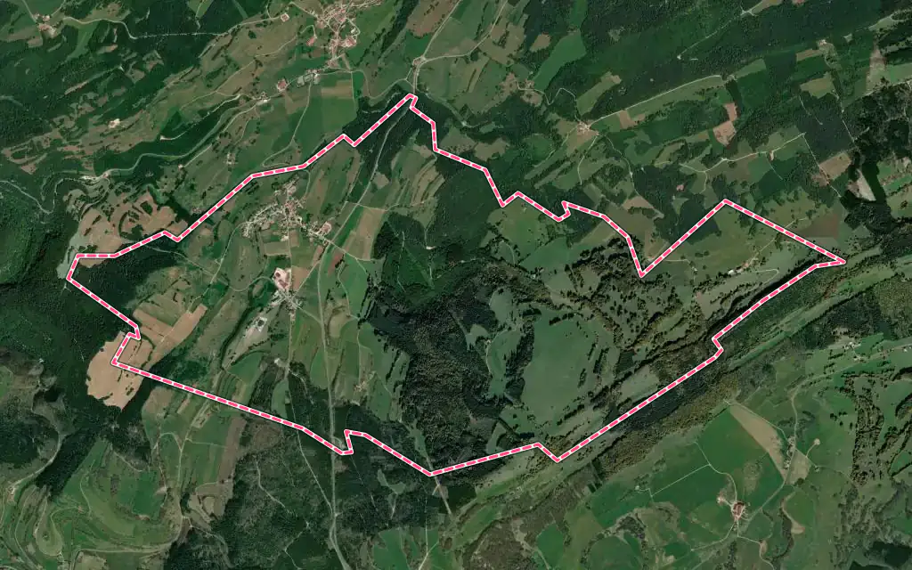 Vue satellite de Saint-Gorgon-Main avec ses contours administratifs