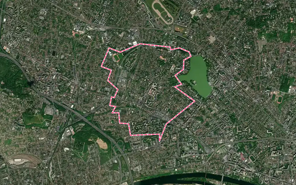 Vue satellite de Saint-Gratien avec ses contours administratifs