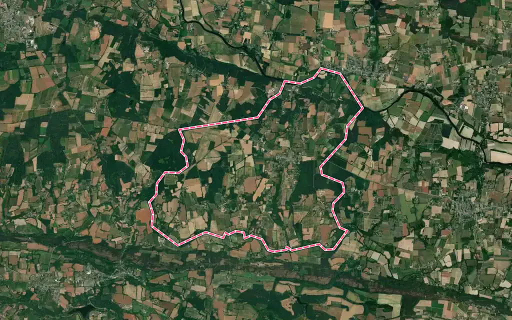 Vue satellite de Saint-Gravé avec ses contours administratifs