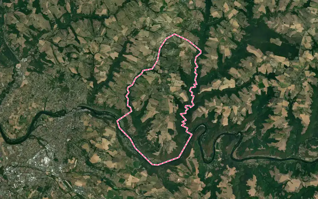 Vue satellite de Saint-Grégoire avec ses contours administratifs
