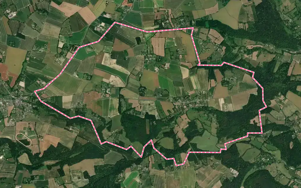 Vue satellite de Saint-Grégoire-du-Vièvre avec ses contours administratifs