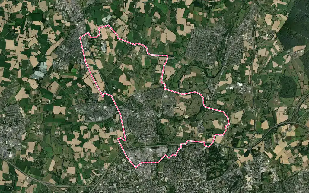 Vue satellite de Saint-Grégoire avec ses contours administratifs