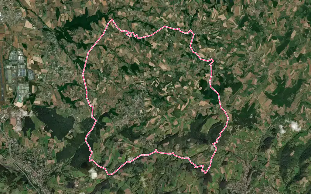 Vue satellite de Saint-Héand avec ses contours administratifs