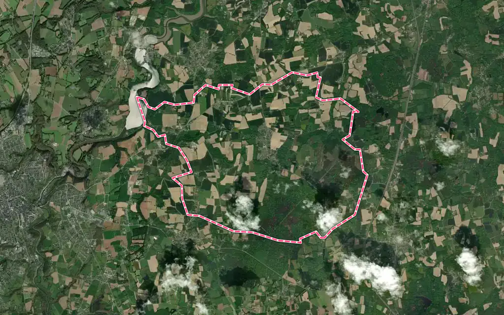 Vue satellite de Saint-Hélen avec ses contours administratifs
