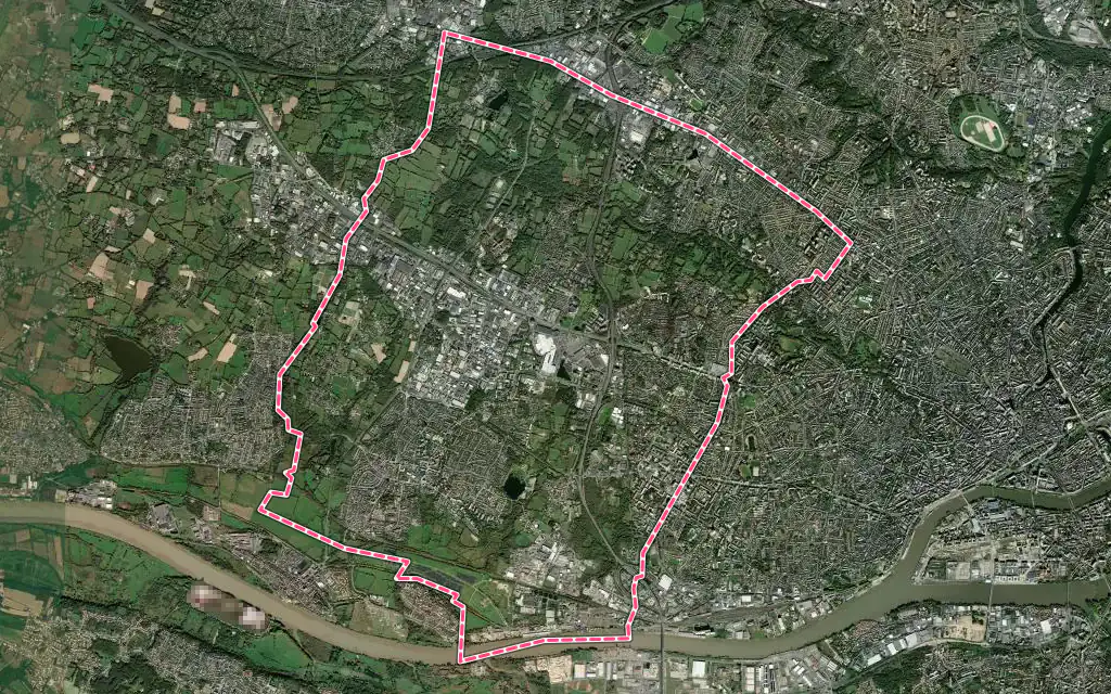 Vue satellite de Saint-Herblain avec ses contours administratifs