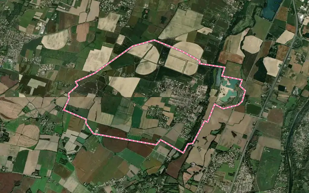Vue satellite de Saint-Hilaire avec ses contours administratifs