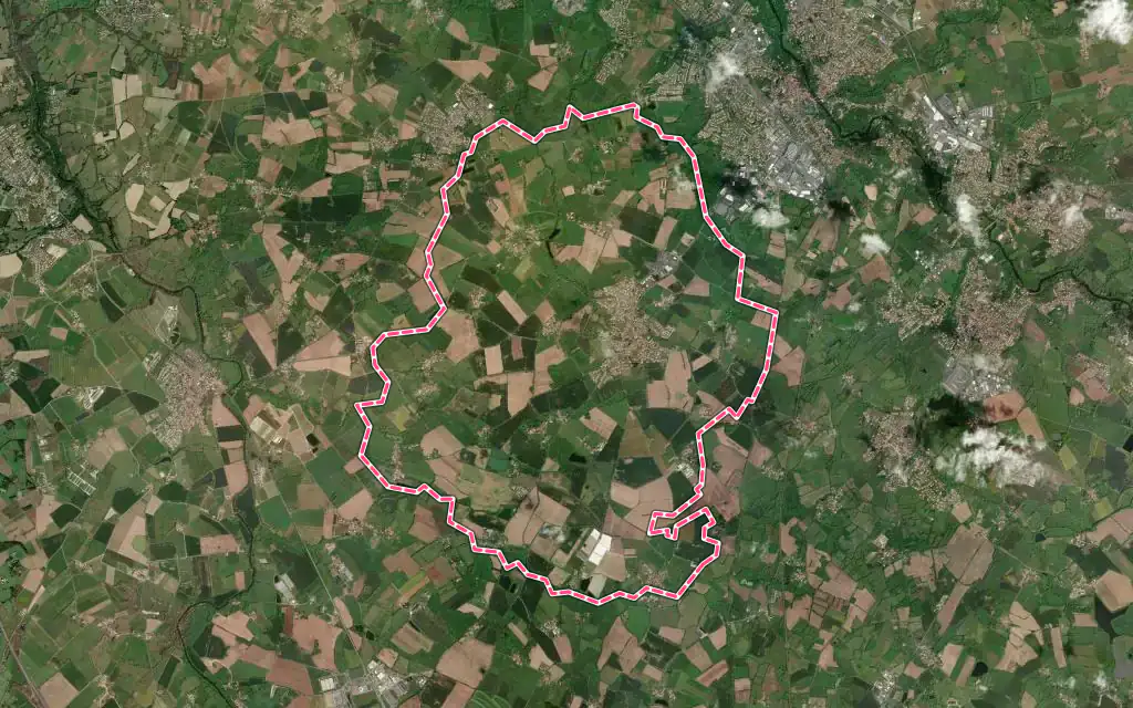 Vue satellite de Saint-Hilaire-de-Clisson avec ses contours administratifs