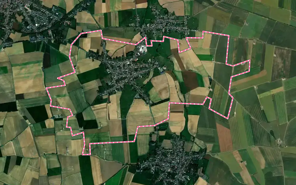 Vue satellite de Saint-Hilaire-lez-Cambrai avec ses contours administratifs