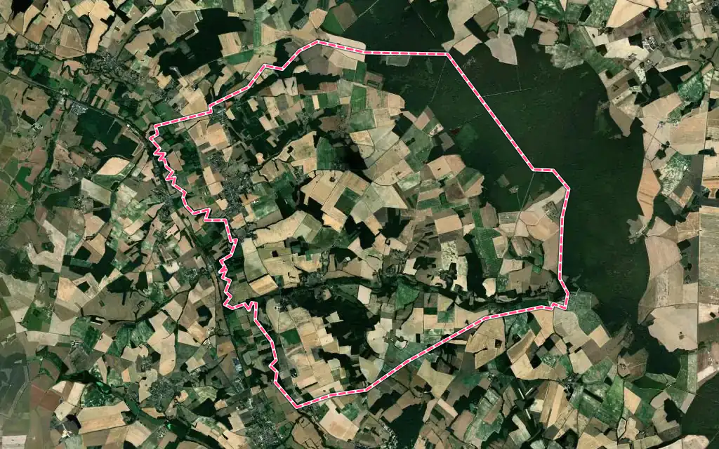 Vue satellite de Saint-Hippolyte avec ses contours administratifs