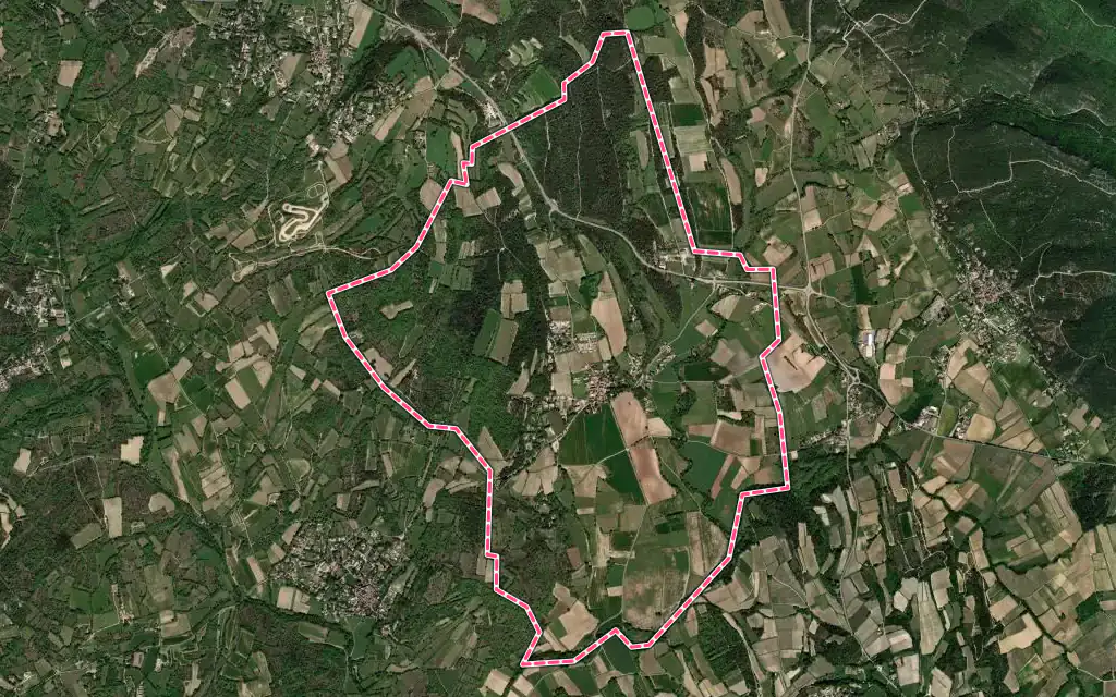 Vue satellite de Saint-Hippolyte-de-Caton avec ses contours administratifs