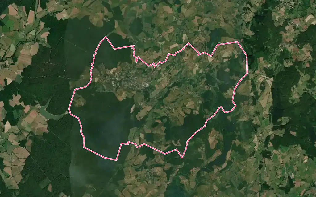 Vue satellite de Saint-Honoré-les-Bains avec ses contours administratifs