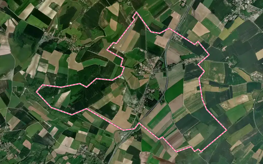 Vue satellite de Saint-Inglevert avec ses contours administratifs