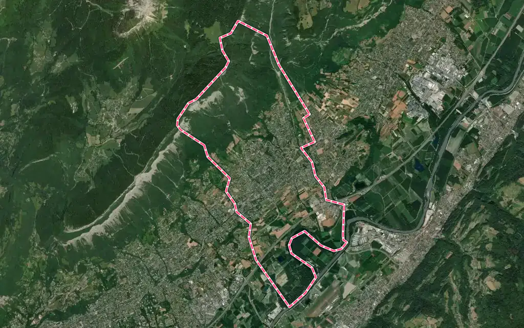 Vue satellite de Saint-Ismier avec ses contours administratifs