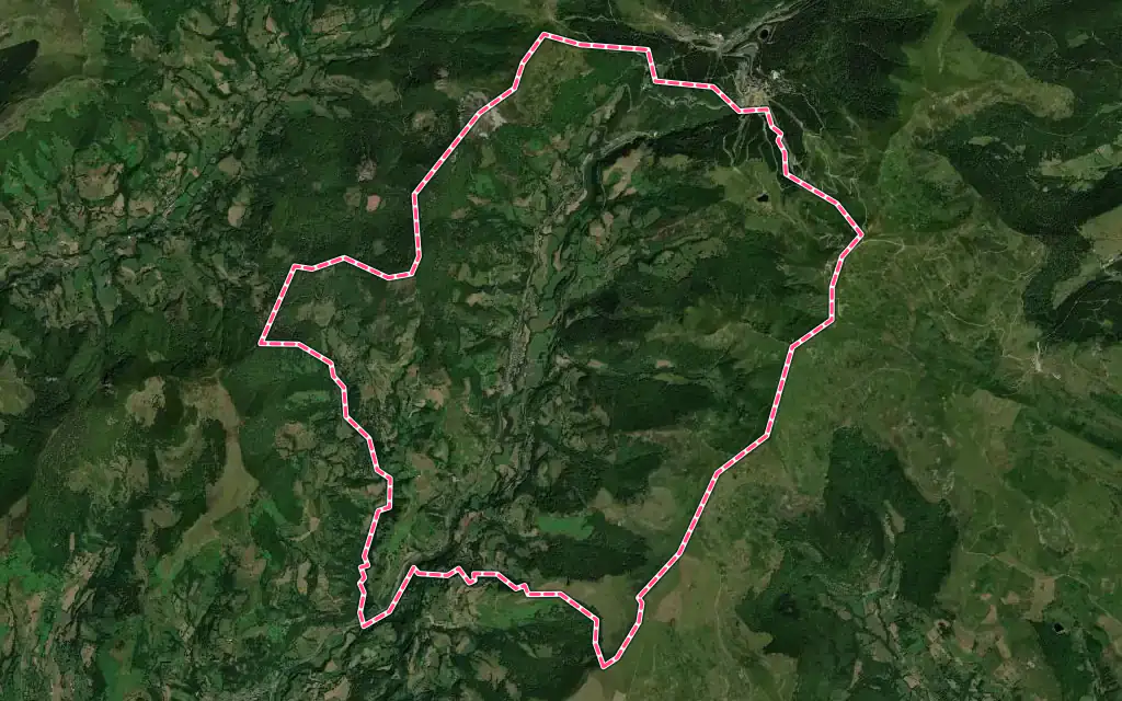 Vue satellite de Saint-Jacques-des-Blats avec ses contours administratifs