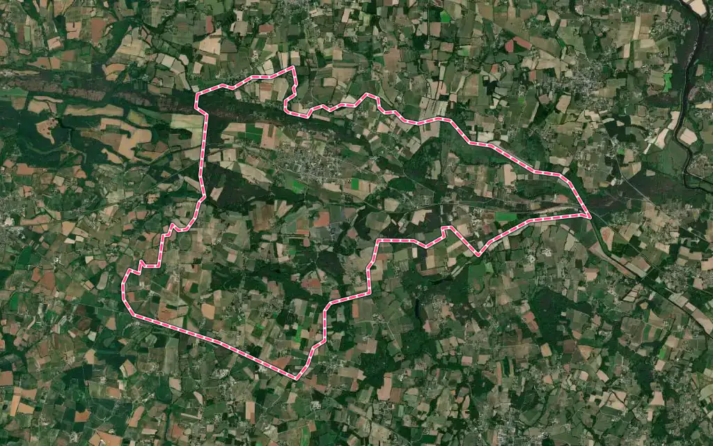 Vue satellite de Saint-Jacut-les-Pins avec ses contours administratifs