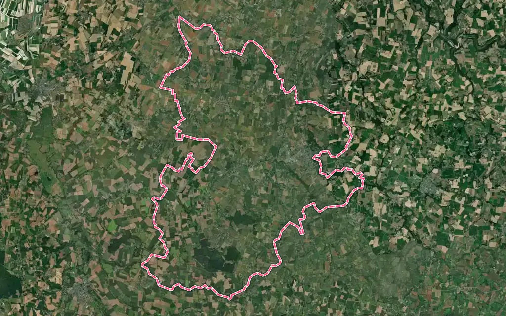 Vue satellite de Saint-James avec ses contours administratifs