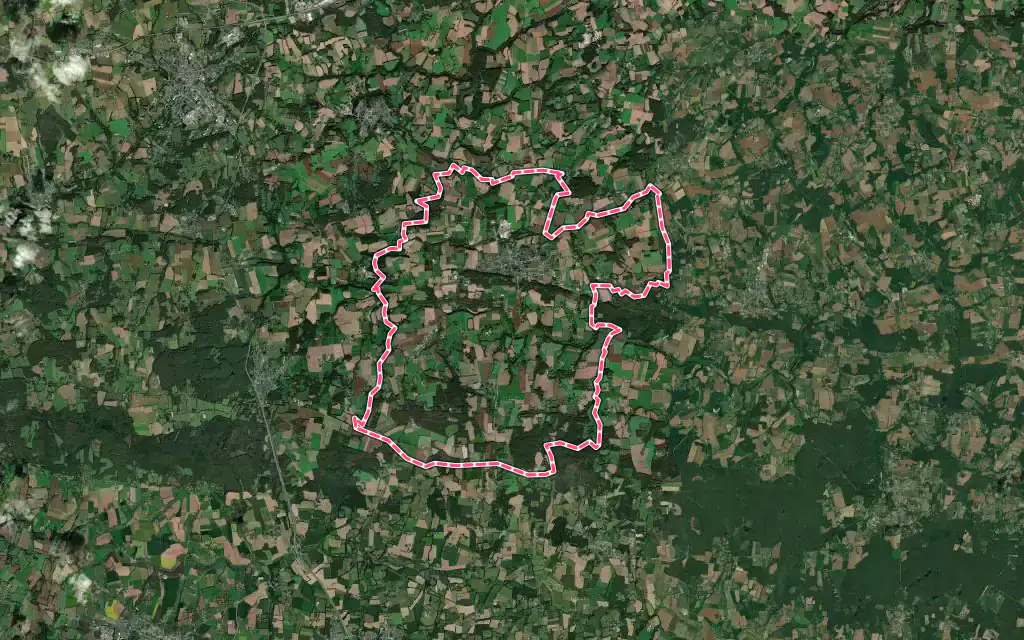 Vue satellite de Saint-Jean-Brévelay avec ses contours administratifs