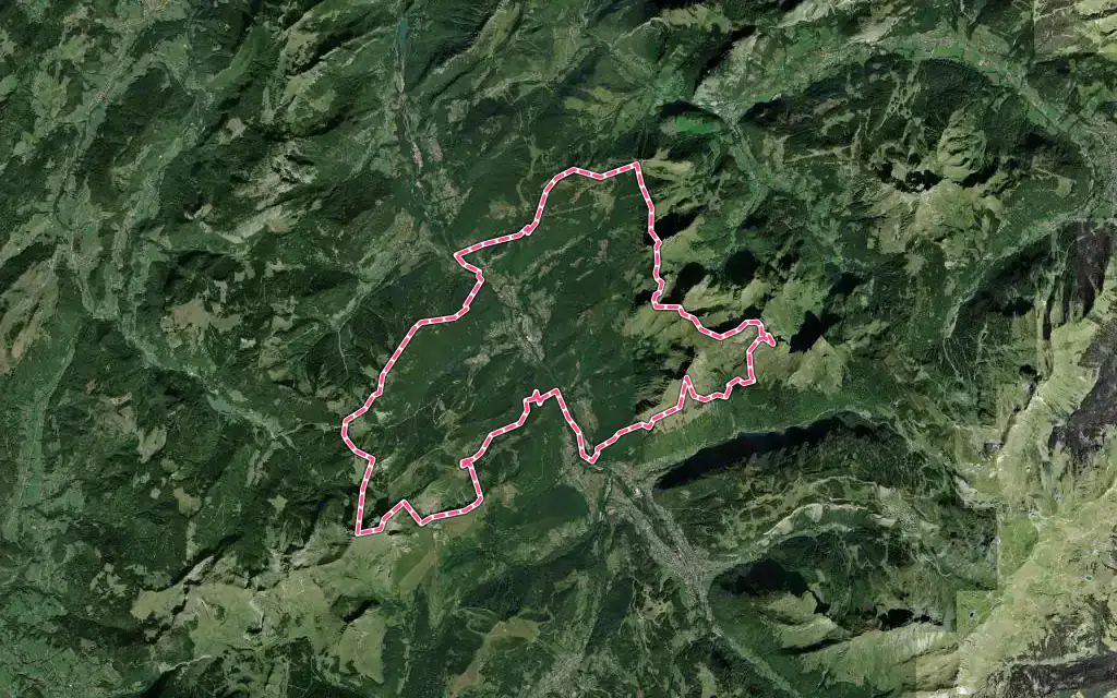 Vue satellite de Saint-Jean-d'Aulps avec ses contours administratifs